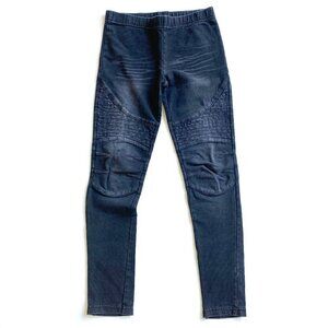 Girls Moto Jeggings Pull On Soft Jeans Elastic Waist Black Halloween